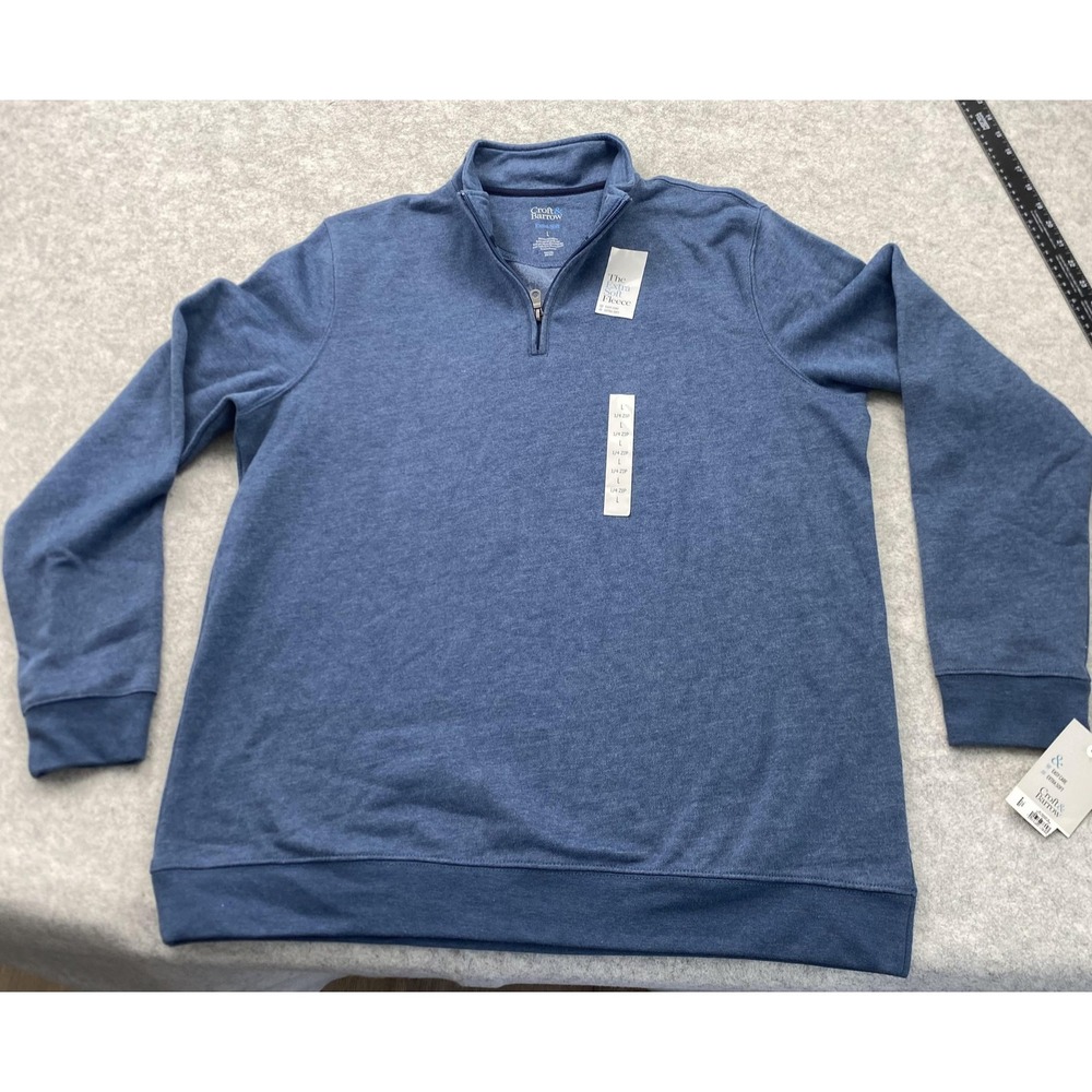Croft & Barrow Sweatshirt Mens Large Blue 1/4 Zip Fleece Pullover Extra Soft
